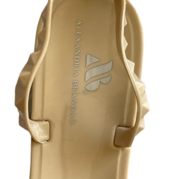 Womens Jelly Sandals Size 9 Adjustable Straps Flat Studded Gladiator Style Nude - Picture 7 of 8